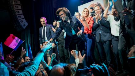 Rachida Dati, candidate LR et MoDem aux municipales à Paris, lors d'un meeting de campagne le 12 mars