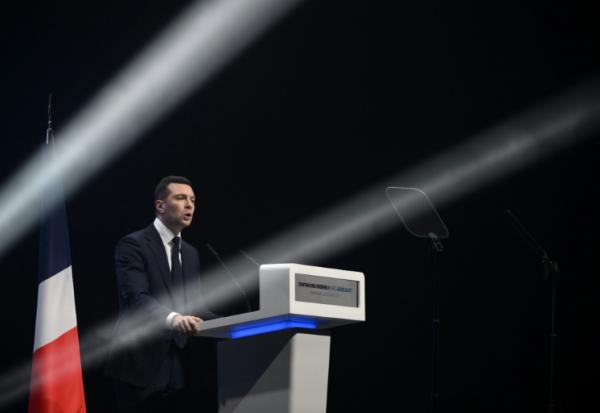 Le président du Rassemblement National Jordan Bardella à Perpignan dans les Pyrénées-Orientales le 28 février 2026