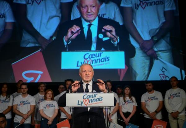 Jean-Michel Aulas lors d'un meeting de campagne à Lyon, le 26 septembre 2025