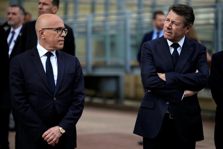 Éric Ciotti (gauche) et Christian Estrosi à Nice le 22 avril 2024