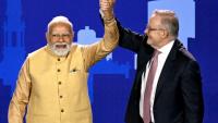 Le Premier ministre autralien Anthony Albanese (D) avec son homologue indien Narendra Modi (G) à Melbourne le 9 juillet 2026