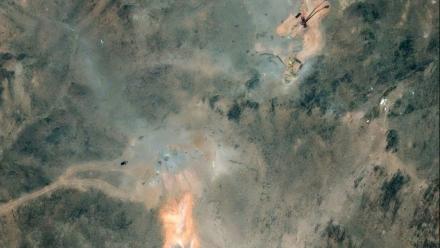 Image satellite fournie par Maxar Technologies le 1er juillet 2025 montrant le site nucléaire iranien de  Fordo, au sud de Téhéran, visé par des frappes américaines le 22 juin