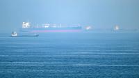 Des navires commerciaux au large du terminal portuaire de Khor Fakkan, aux Emirats arabes unis, le 19 juin 2026