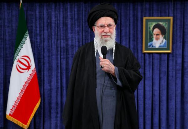 Photo diffusée par le bureau du guide suprême iranien, l'ayatollah Ali Khamenei, le 9 février 2026, lors d'un message télévisé à Téhéra