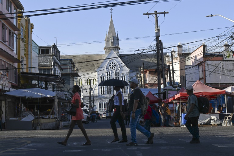 Une rue de Georgetown, la capitale du Guyana, le 26 août 2025
