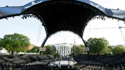 La structure construite pour accueillir les combats de MMA à la Maison Blanche, à Washington, le 11 juin 2026