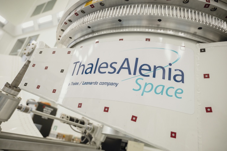 Les installations de Thales Alenia Space à Cannes, dans le sud-est de la France, le 16 avril 2026