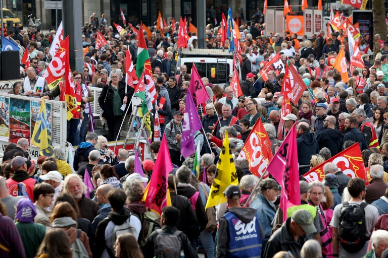 Rassemblement avant le départ de la manifestation à Brest, le 2 octobre 2025