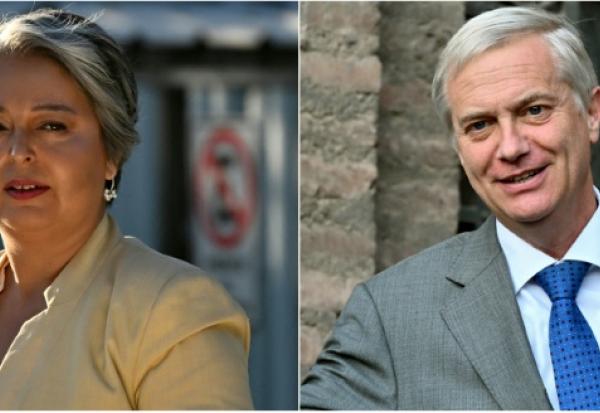 La candidate à la présidence du Chili Jeannette Jara (à gauche) de la coalition Unidad por Chile et le candidat à la présidence du Chili José Antonio Kast, du Partido Republicano, à Santiago, le 3 décembre 2025