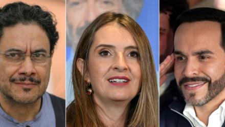 De gauche à droite, les candidats à la présidence en Colombie Ivan Cepeda, Paloma Valencia et Abelardo de la Espriella