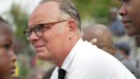 Le fondateur du parti Horizons et candidat à la présidentielle  Édouard Philippe à Sada sur l'île de Mayotte le 22 août 2026