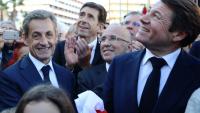 De g. à d.: Nicolas Sarkozy, Charles-Ange Ginesy, Eric Ciotti et Christian Estrosi, le 16 novembre 2018 à Nice