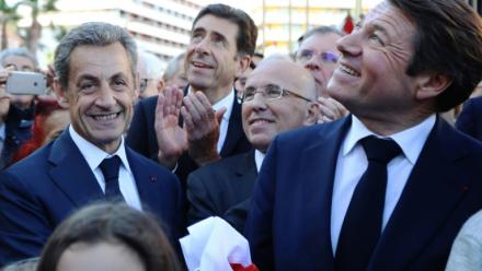 De g. à d.: Nicolas Sarkozy, Charles-Ange Ginesy, Eric Ciotti et Christian Estrosi, le 16 novembre 2018 à Nice