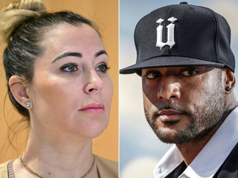 A gauche, l'agente Magali Berdah à Paris, le 10 mai 2023. A droite, le rappeur Booba à Cannes, le 14 mai 2011