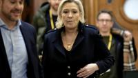 Marine Le Pen, présidente du groupe parlementaire du Rassemblement National (RN), arrive au Palais de Justice de Paris? le 3 février 2026