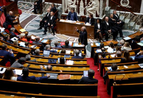 L'Assemblée Nationale pendant un discours du premier ministre François Bayrou, à Paris, le 29 avril 2025