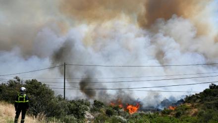 Un pompier près d'Ille-sur-Têt, le 5 juillet 2026