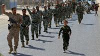 Des partisans des autorités houthies défilent lors d'un rassemblement visant à recruter de nouveaux combattants, à Sanaa, le 10 septembre 2026 au Yémen