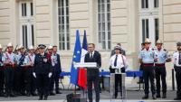 Le ministre de l'Intérieur Bruno Retailleau lors d'une cérémonie marquant le 81e anniversaire de la libération de Paris, le 26 août 2025 à la préfecture de police à Paris