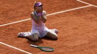 La Russe Mirra Andreeva après sa victoire face à la Polonaise Maja Chwalinska en finale de Roland-Garros le 6 juin 20216. A 19 ans, elle remporte le premier titre en Grand Chelem de sa carrière