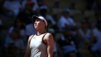 La Kazakhstanaise Elena Rybakina lors de sa défaite au 2e tour de Roland-Garros contre l'Ukrainienne  Yuliia Starodubtseva, le 27 mai 2026