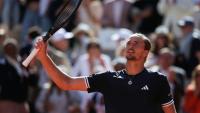 L'Allemand Alexander Zverev, qualifié pour la finale de Roland-Garros, en battant le Tchèque Jakub Mensik, le 5 juin 2026