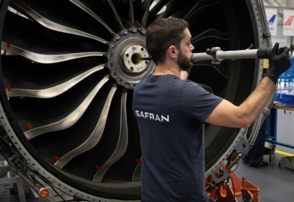 Dans un centre de maintenance des moteurs Leap de CFM, coentreprise de Safran et GE à Bruxelles, le 29 octobre 2024 