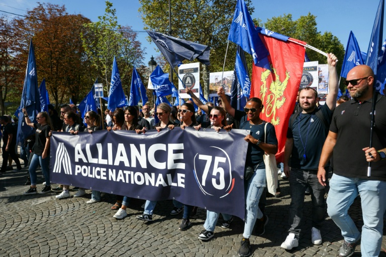 Des policiers manifestent à l'appel du syndicat Alliance, le 15 septembre 2026
