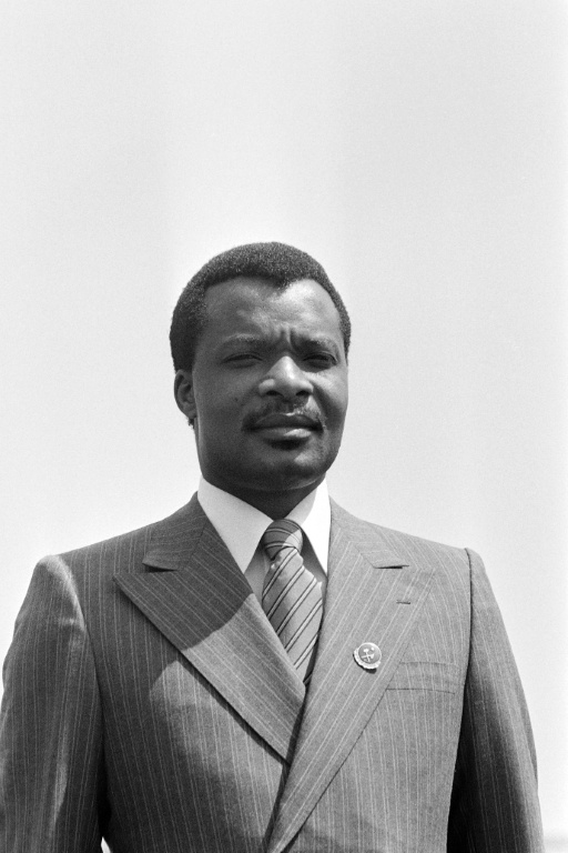 Le président du Congo, Denis Sassou Nguesso, le 10 décembre 1979 à Bangui, en Centrafrique