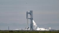 La mégafusée Starship de SpaceX sur la rampe de lancement de Starbase, au Texas, le 24 août 2025