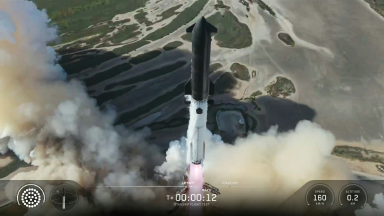 Image du lancement de la fusée Starship de SpaceX le 24 juillet 2026 depuis Starbase au Texas issue de la retransmission vidéo de l'entreprise
