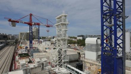 Le chantier de construction de la gare "Nanterre-La Folie" sur la future ligne 15 du Grand Paris Express, le 2 septembre 2026 à Nanterre