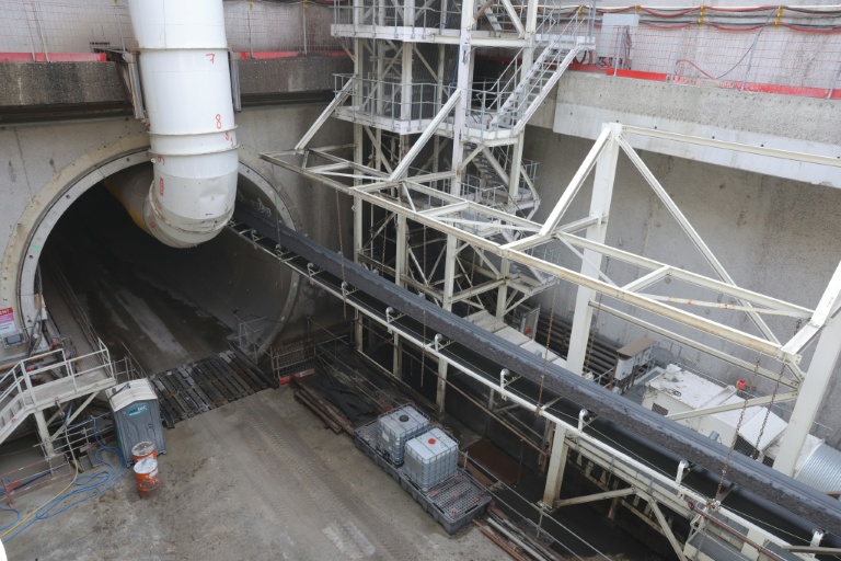 Le site de construction du tunnel de la future ligne 15 du metro du Grand Paris Express, le 2 septembre 2026, à la station Nanterre-La-Folie