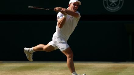 Le Britannique Arthur Féry en quarts de finale de Wimbledon contre l'Italien Flavio Cobolli le 8 juillet 2026 à Londres