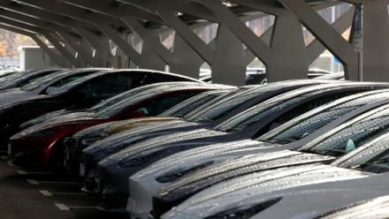 Dans l'usine Tesla au sud de Berlin, 20 novembre  2024.