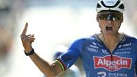 Le Néerlandais Mathieu van der Poel, petit-fils de Raymond Poulidor, s'impose lors de la 9e étape du Tour de France, le 12 juillet 2026 à Ussel