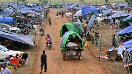 Un camp de déplacés dans la la province d'Oddar Meanchey au Cambodge, le 11 décembre 2025