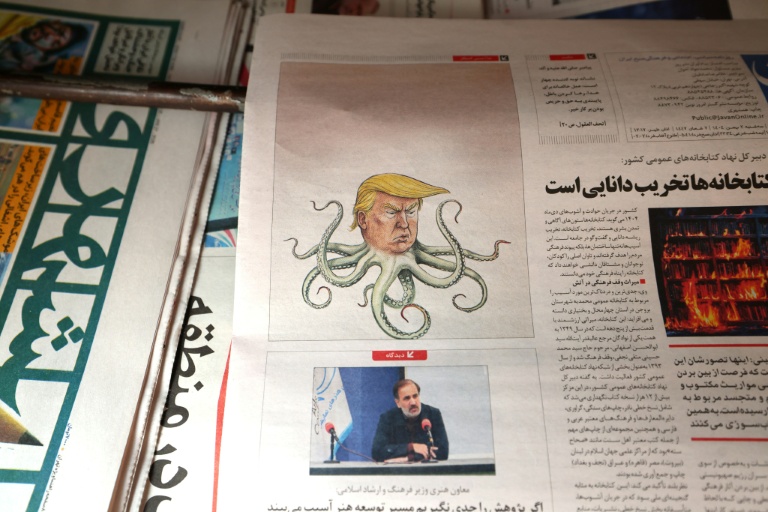 Caricature de Donald Trump dans un journal iranien, le 27 janvier 2026