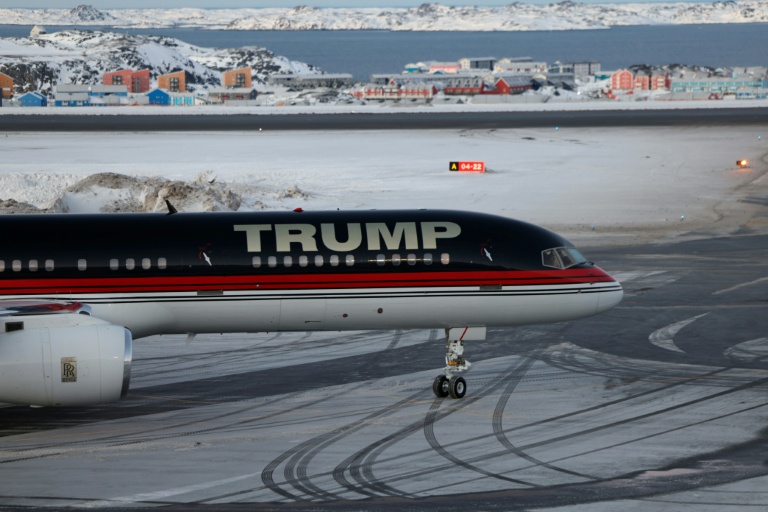 L'avion de la famille Trump quand le fils du président amércain est arrivé à Nuuk, le 7 janvier 2025
