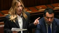 La Première ministre italienne, Giorgia Meloni, s'expime devant le Parlement italien le 9 avril 2026
