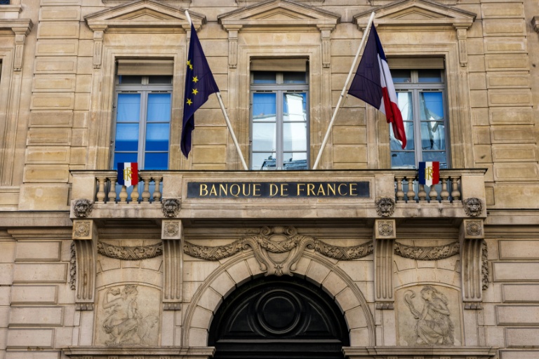Cette photographie montre la façade du siège de la Banque de France à Paris, le 10 juillet 2026