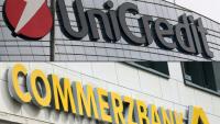 Montage photos du 18 décembre 2024 montrant les logos d'Unicredit et de Commerzbank