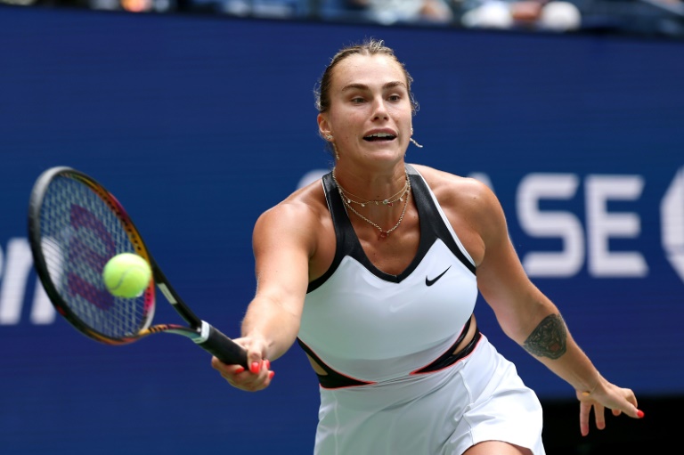 La N.1 mondiale Aryna Sabalenka au 1er tour de l'US Open contre la Suissesse Rebeka Masarova le 24 août 2025 à New York