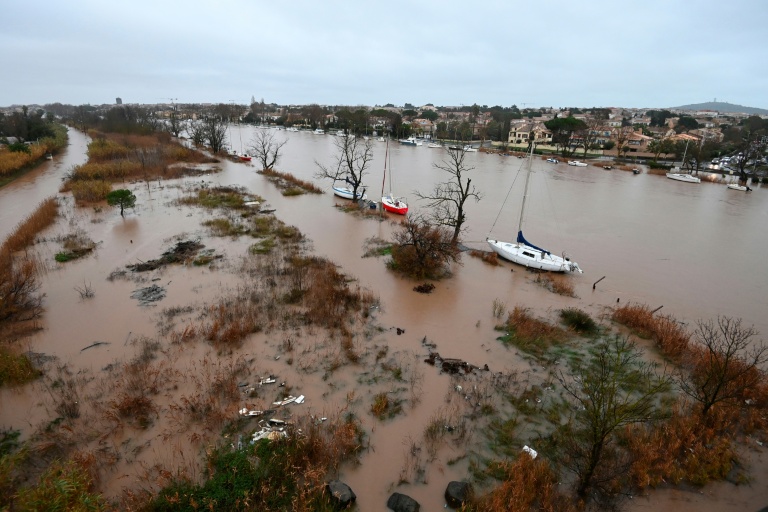 Débordement de l'Hérault après des fortes pluies à Agde, le 23 décembre 2025 dans l'Hérault