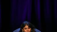 L'eurodéputée franco-palestinienne Rima Hassan, lors des conférences d'été "Amfis" de LFI à Châteauneuf-sur-Isère, le 22 août 2026 dans la Drôme