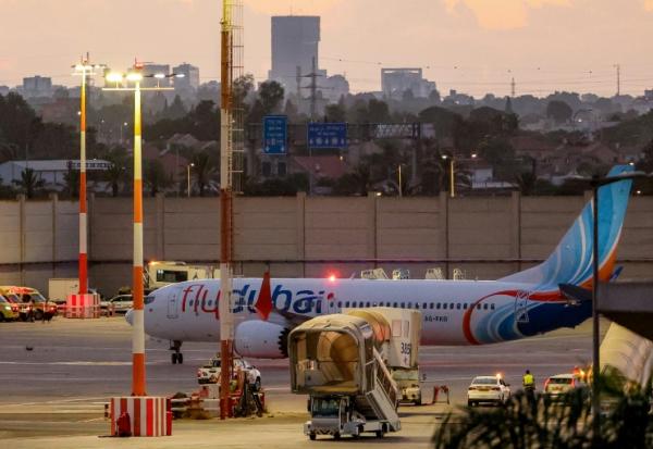 Le Boeing 737 MAX 8 de flydubai sur le tarmac de l'aéroport de Tel Aviv, le 30 septembre 2026