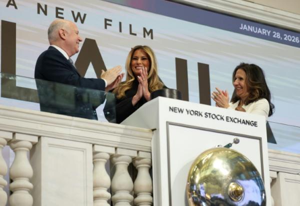 Melania Trump lance la séance de la Bourse de New York, le 28 janvier 2026