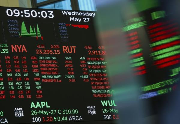 Un écran à la Bourse de New York, le 37 mai 2026