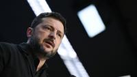 Le président ukrainien Volodymyr Zelensky lors d'une conférence de presse en marge d'un sommet européen à Bruxelles, le 16 octobre 2026
