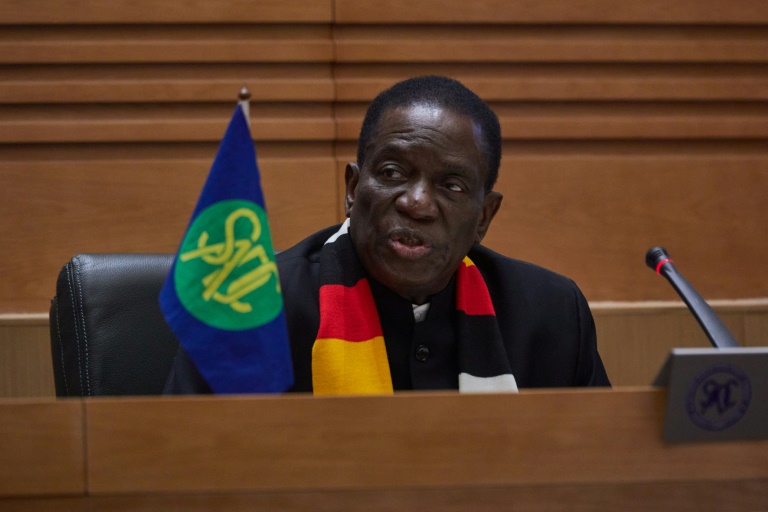 Le président du Zimbabwe, Emmerson Mnangagwa, lors du sommet extraordinaire de la Communauté de développement de l'Afrique australe (SADC), à Harare, le 31 janvier 2025